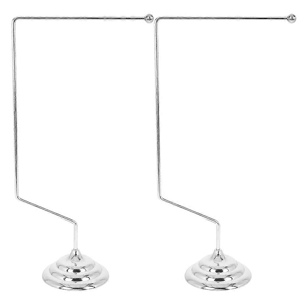 Silver Desk Flagpole Stand for Professional Use 2Pcs with Sturdy Base
