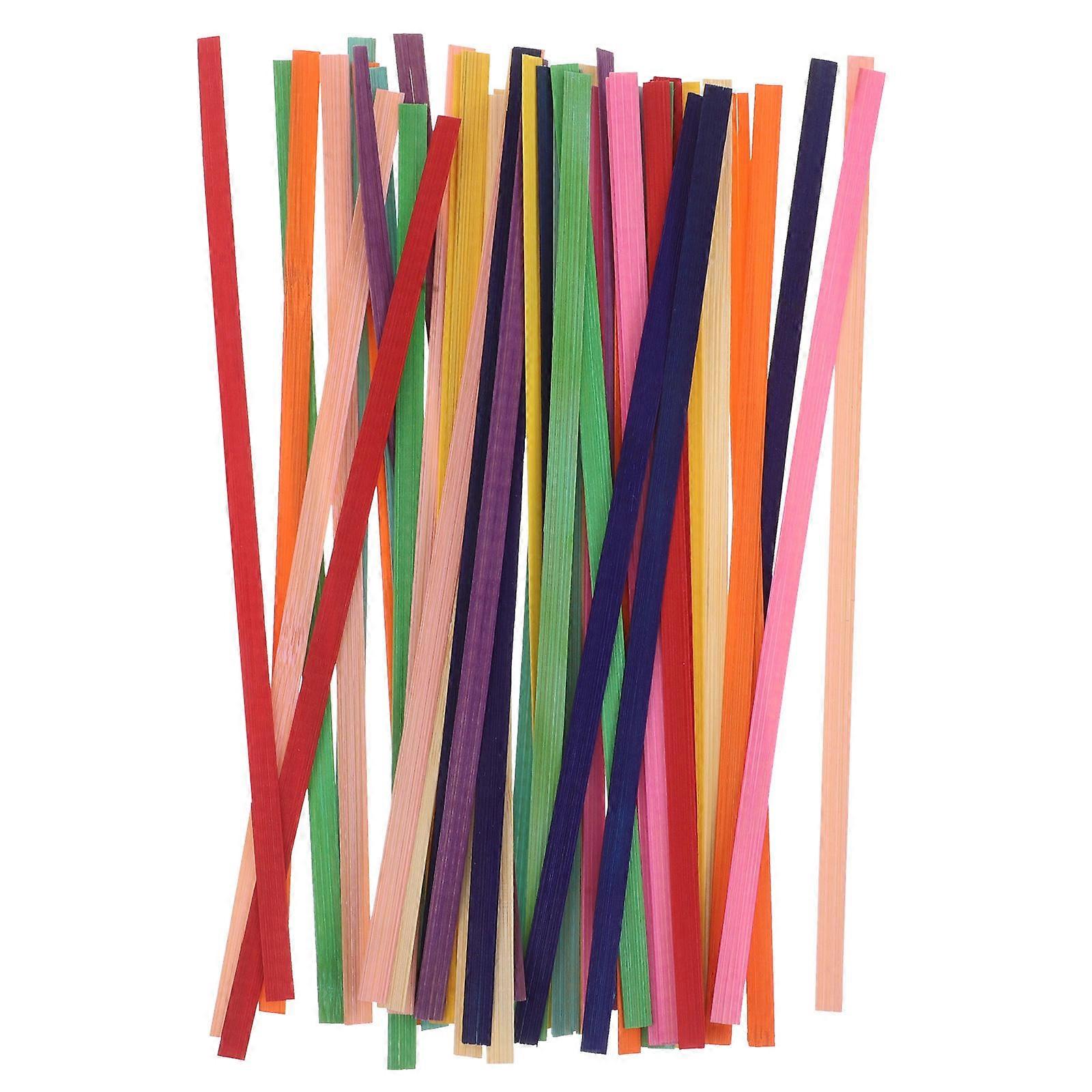 Colored Bamboo Strips Flat Bamboo Cane for Basket Weaving 150Pcs