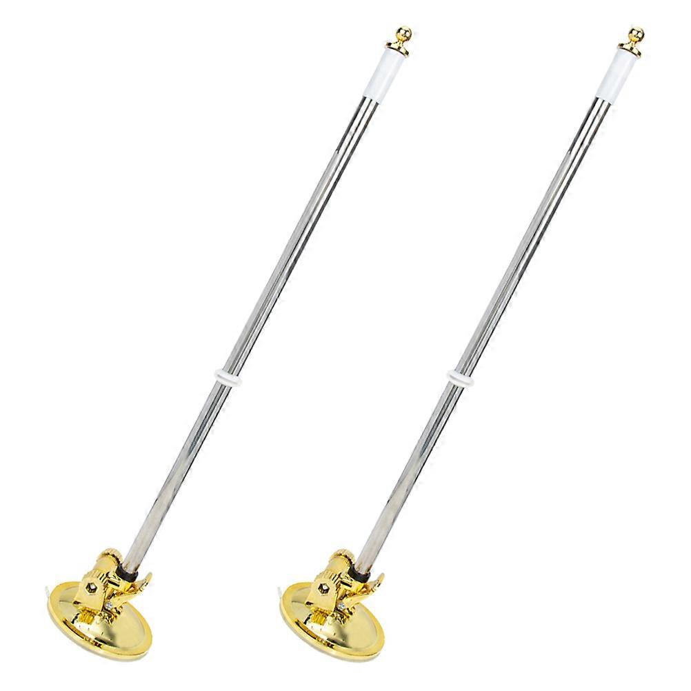 Flagpole Base 2Pcs Golden Car Flagpole Holder for Parade Display