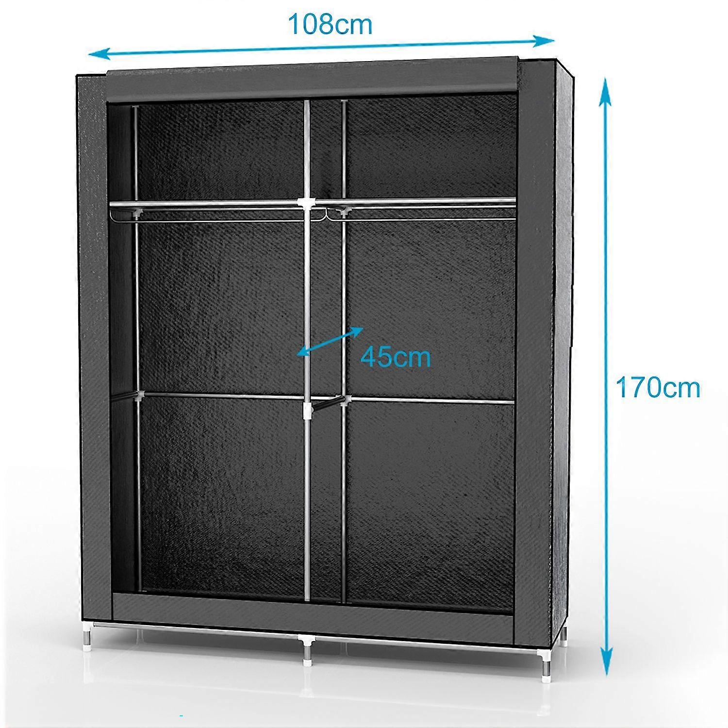 Folding cabinet 108x45x107 cm - Cabinet with zipper made of fabric Wardrobe with clothes rail, side pocket and compartments