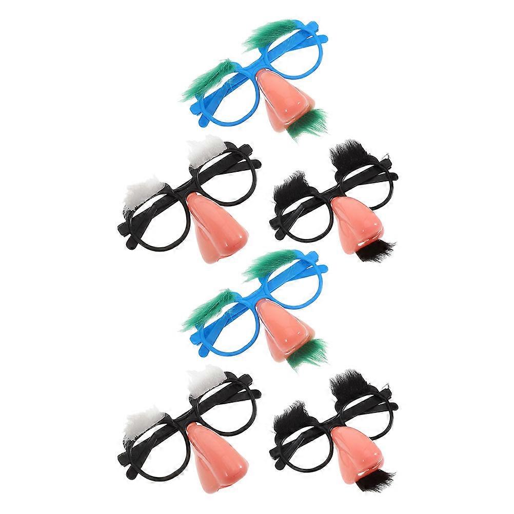 Funny Beard Glasses for Halloween 6Pcs Plastic Eyewear with Eyebrows