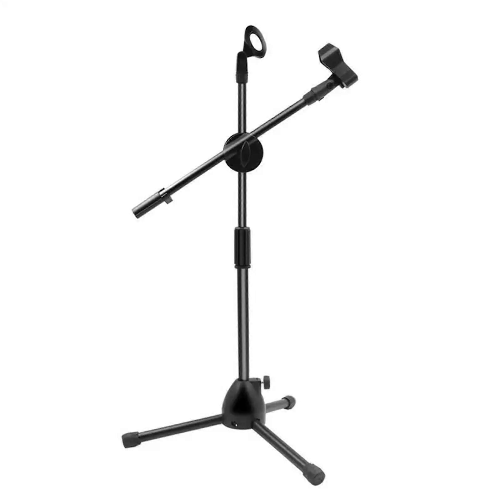 Mic Stand With Clip Portable Adjustable Tripod Microphone Boom Scissor Arm Lightweight Bracket for Singing and Speech Black