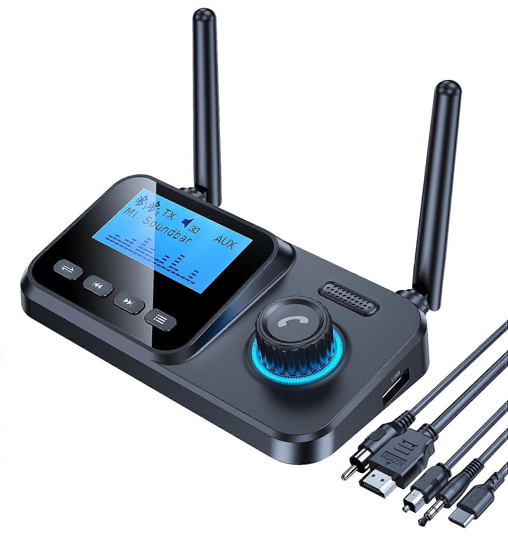 Bluetooth Transmitter for TV to 2 Headphones, Bluetooth 5.4 Low Latency HiFi ARC Audio Adapter with AUX Optical Coax for Home Stereo