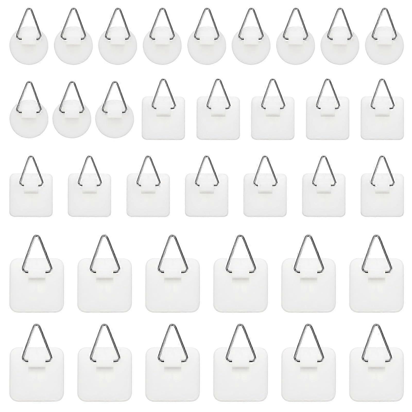 36 Pcs Invisible Adhesive Plate Hangers for Wall, 3 Sizes No Damage Mount, Holds Up to 4 lbs