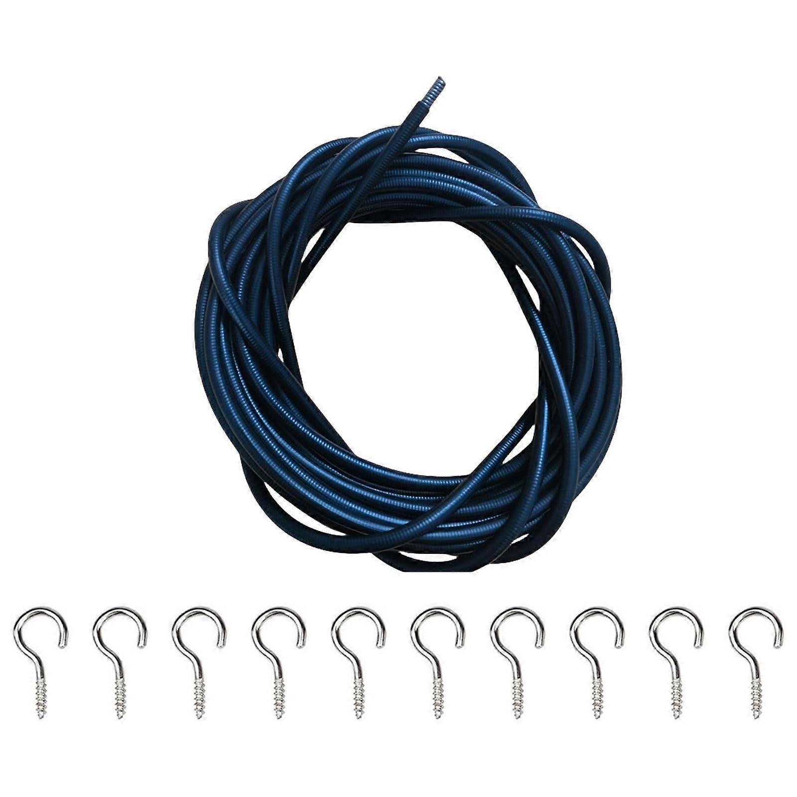 8m Black Curtain Wire Set with Hooks and Eyelets for Easy Adjustable Hanging of Curtains and Drapes