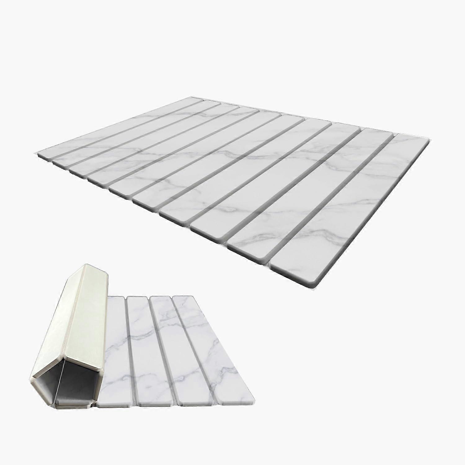 Foldable Diatomite Drying Mat 16'x12' Quick Absorbent Kitchen Counter Mat Light Marbling White