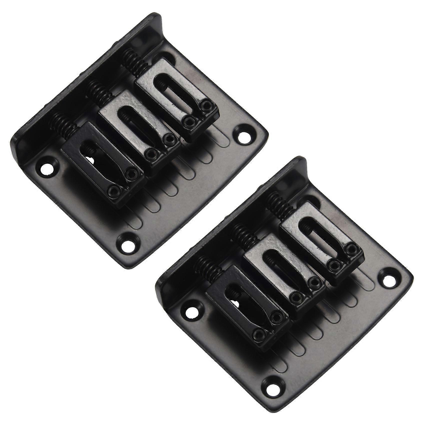 2X 3-String BLACK Top Loading Hard-Tail Bridge for Cigar Box Guitars & More