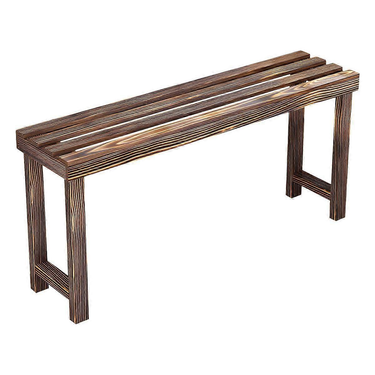 Indoor Outdoor Brown Pine Wood Plant Stand 1 Tier Rectangular Flower Rack Durable Solid Wood