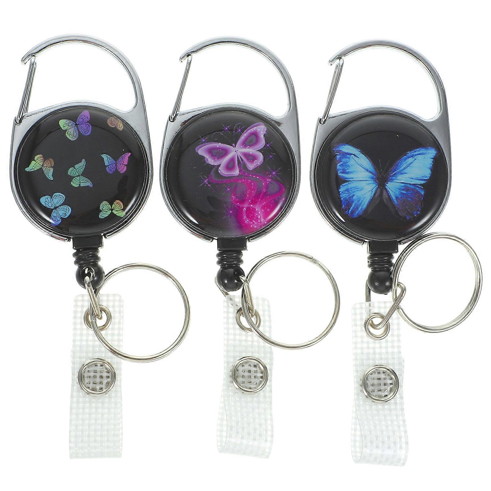 Butterflies-Pattern Badge Clips for Nurse Cards 3Pcs Practical Buckles
