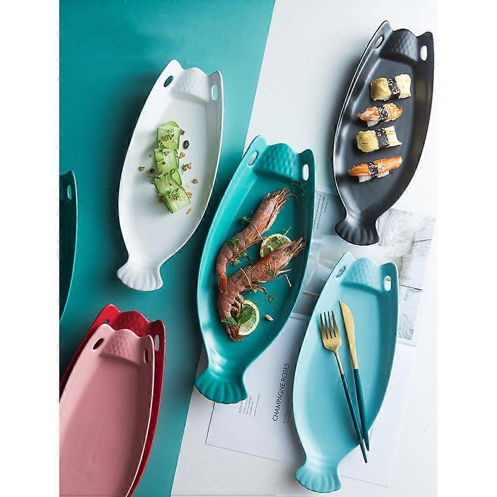 Fish Shaped Dish Ceramic Tableware for Storage 1Pcs Sky Blue Creative Plate