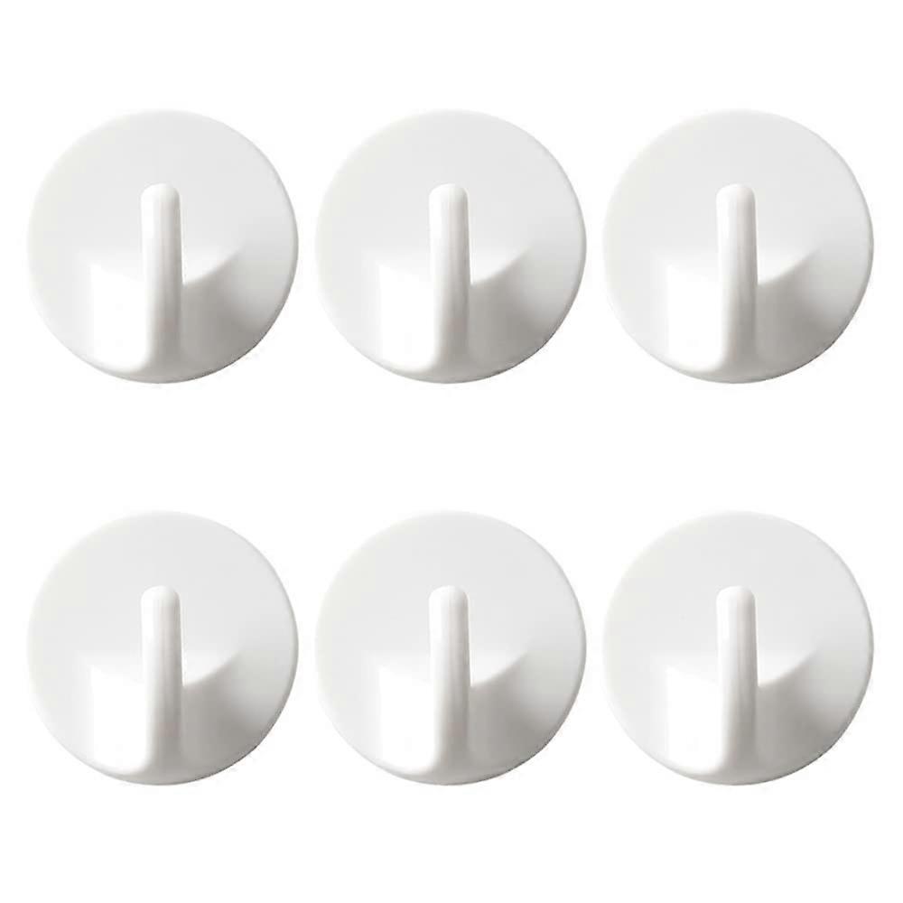 6 Pcs White Wall Hooks Self Adhesive NoDrill Removable for Bathroom Kitchen Office and Closet