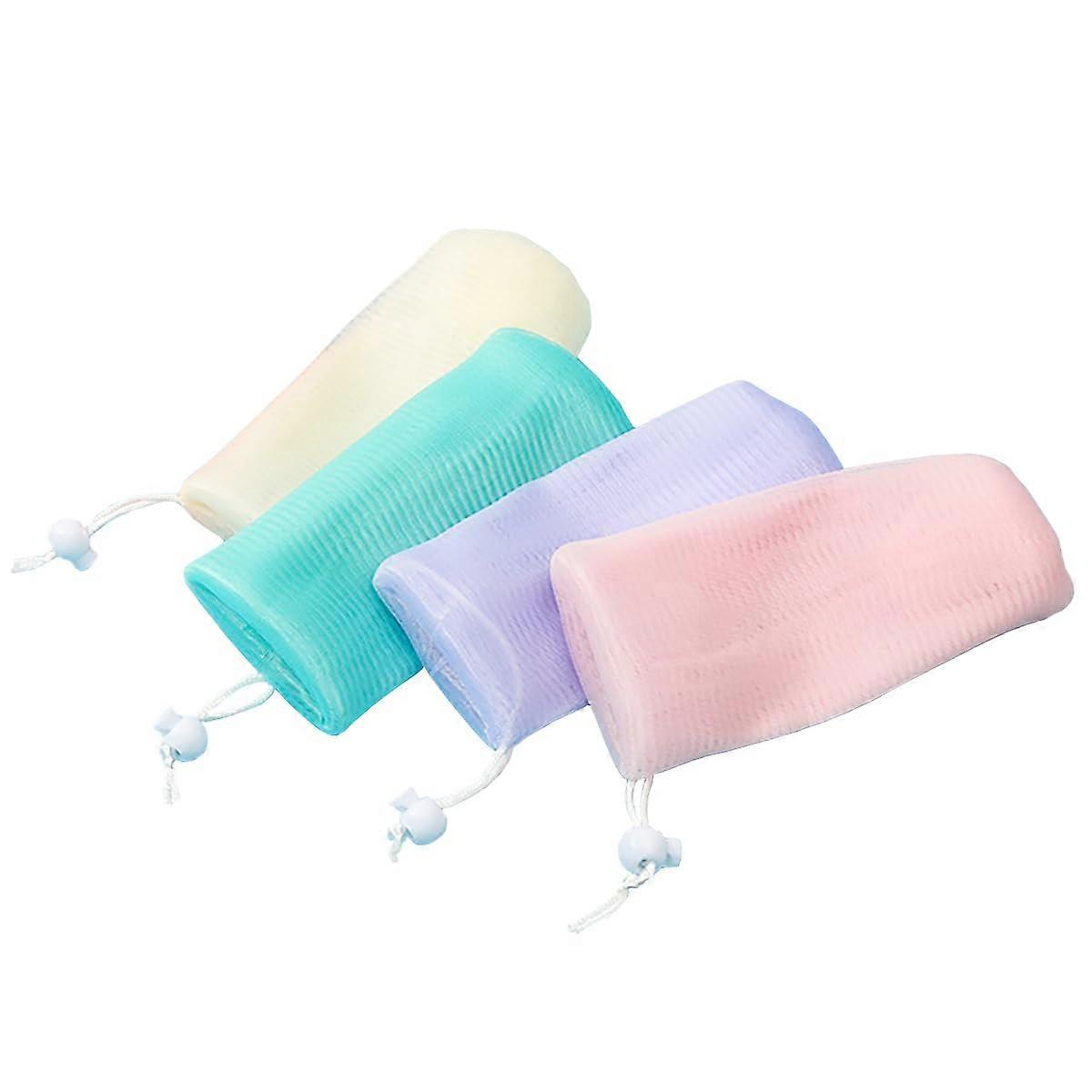 Soap Saver Bag Nylon Mesh Pouch with Drawstring for Rich Lather, Exfoliating, and Quick Drying (4pcs)