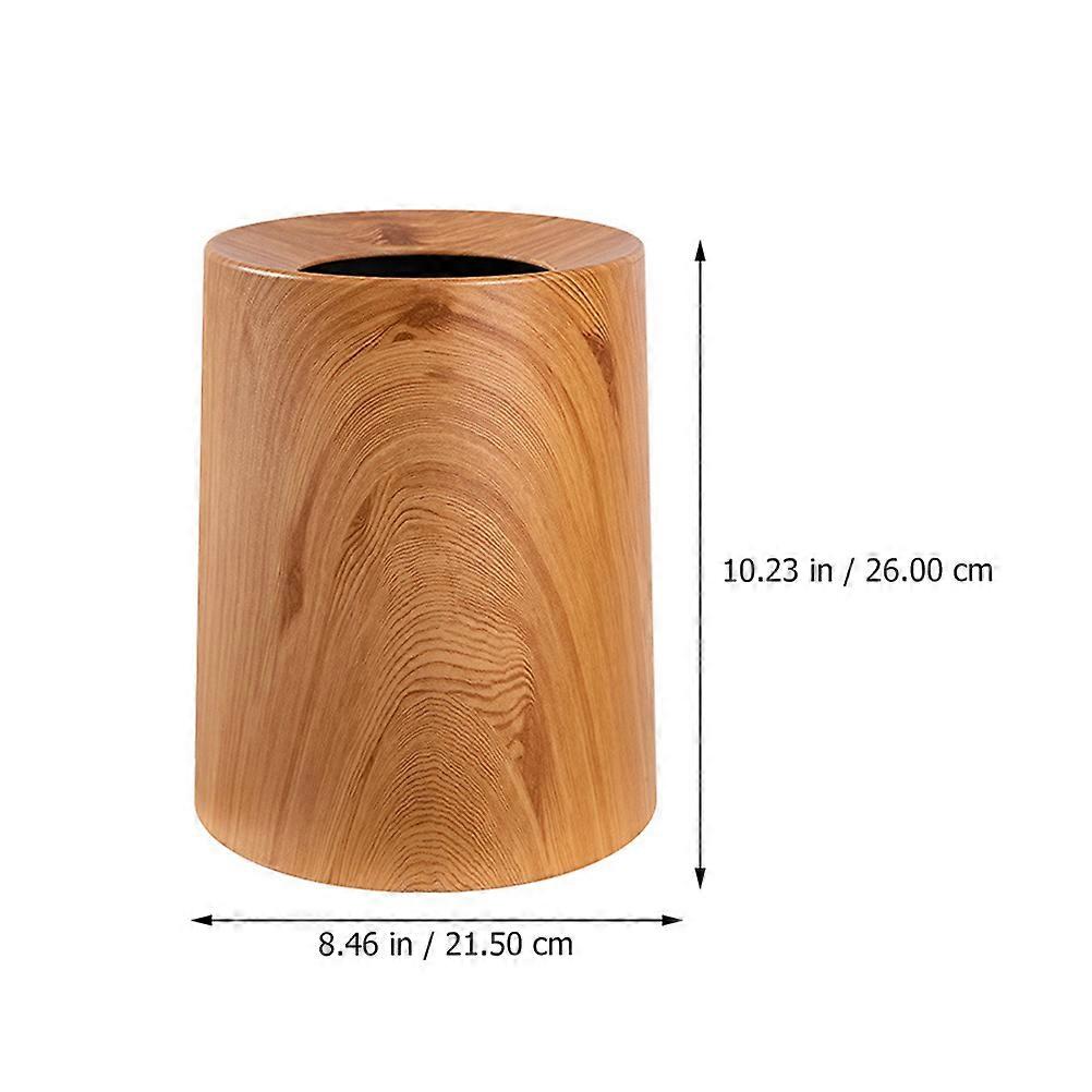 Lidless Trash Can for Home Use Wood Texture 1Pcs Waste Container