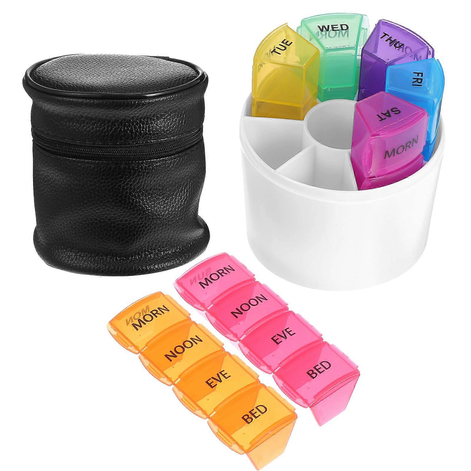 PP PU Weekly Medicine Container Case with 28 Compartments 2Pcs
