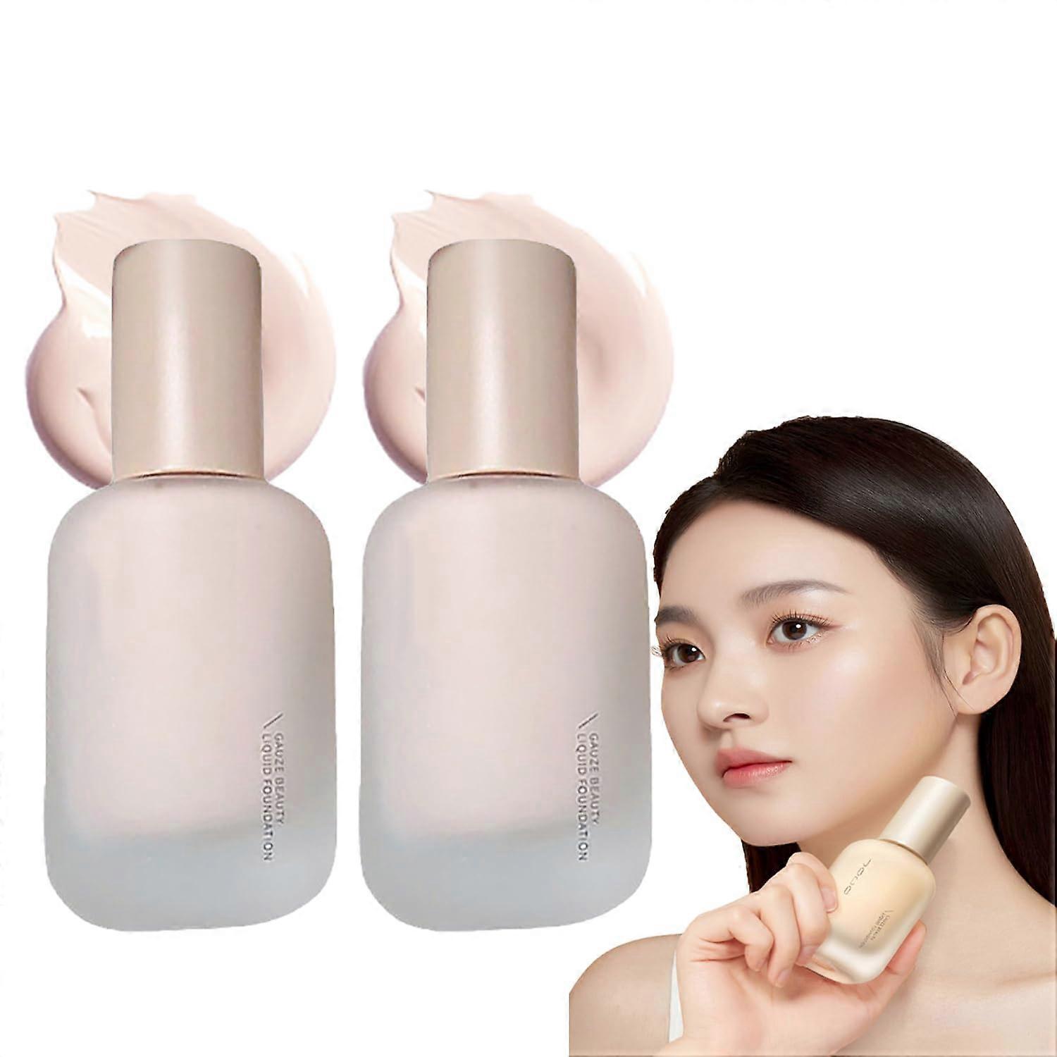 Liquid Foundation Ivory White 2PCS – Buildable Coverage, Lightweight Breathable, Water Resistant