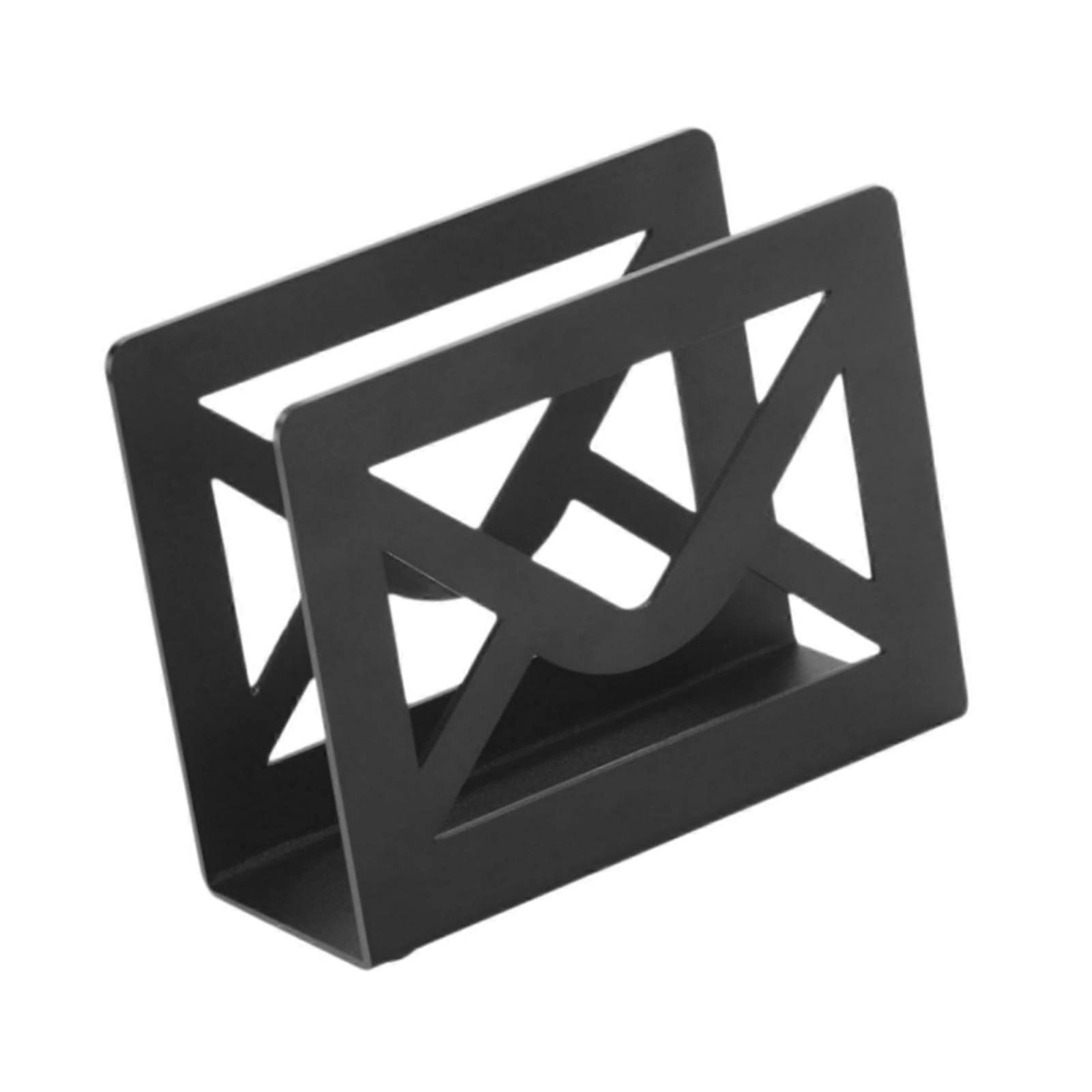 Black Metal Mail Organizer for Desk with Stylish Script Design and Durable Iron Construction