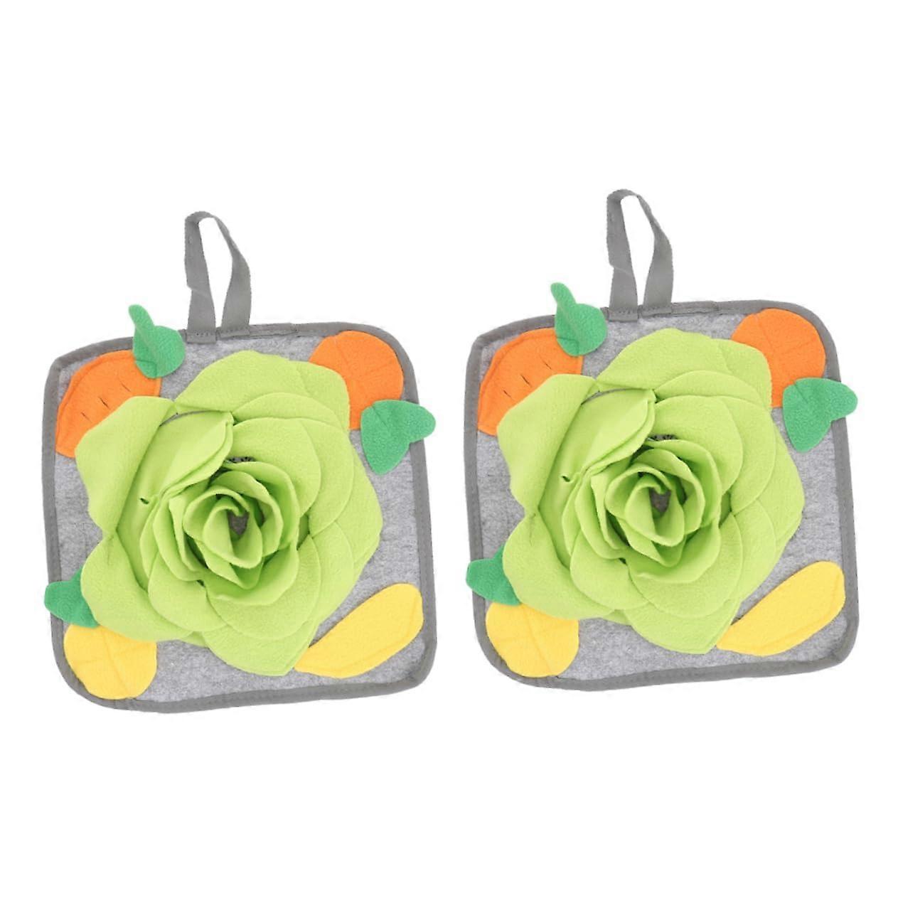 2pcs Rabbit Snuffle Mat for Boredom Relief, Washable Slow Feeder Bunny Foraging Training Set