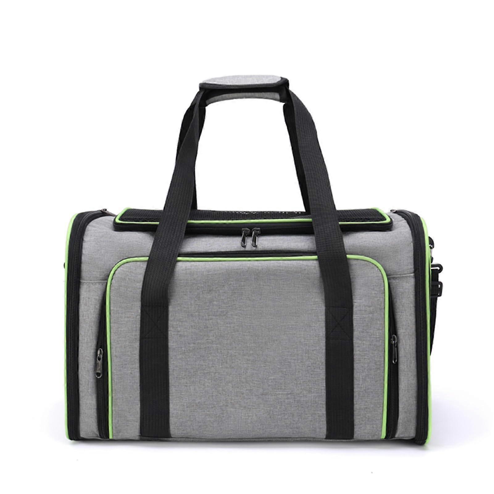 Cat Carrier Backpack with Expandable Design, Waterproof Mat, Vent Mesh, Grey and Fluorescent Green