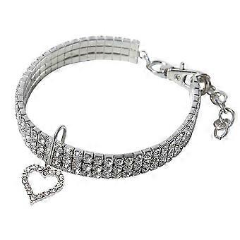 1Pcs White Cloth Heart Pattern A Stylish Dog Collar and Cat Neck Chain for Size M Pets