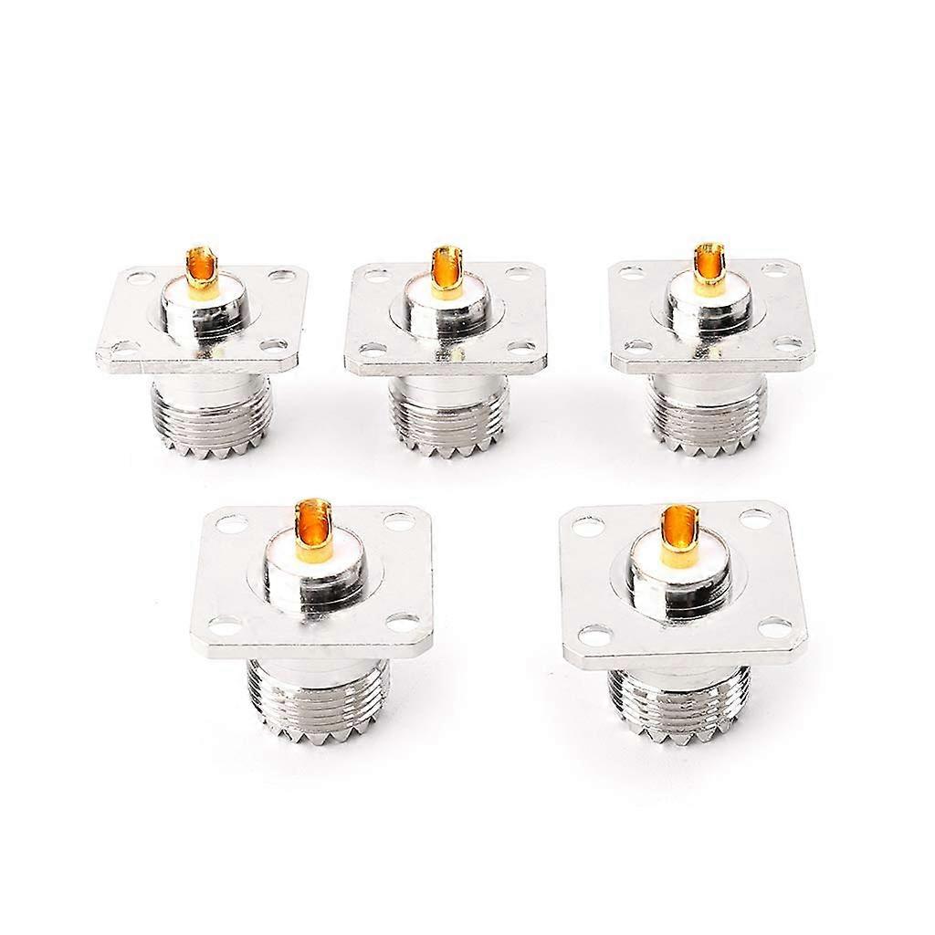 5pcs UHF SO239 Connector Female 4 Hole Panel Mount Socket with Protective Cap for Radio