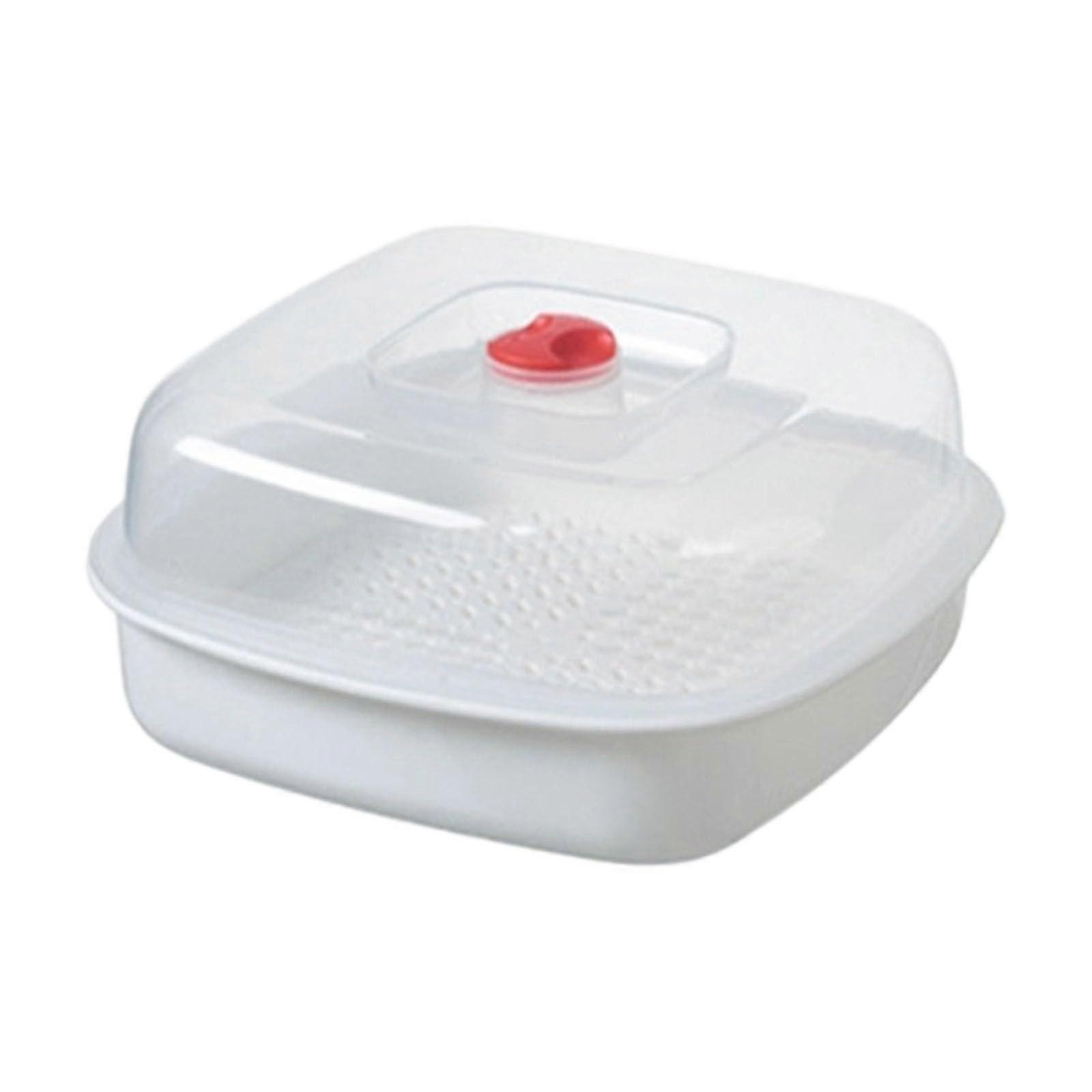 Microwave Steamer for Dumplings and Buns, Stackable Tray with Clear Vented Lid, Single Layer