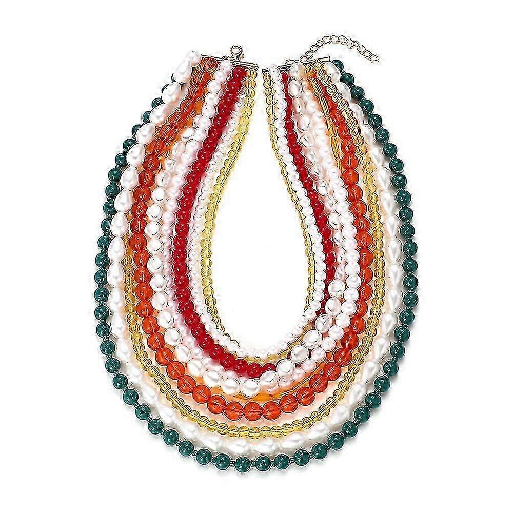 Exaggerated creative multi-layer necklace light luxury design beaded clavicle necklace