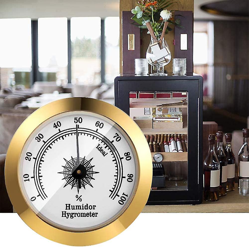 Analoges Rund-Hygrometer Für Humidor – Golden, Präzise Feuchtigkeitsmessung, Für Zuhause, Büro & Instrumente
