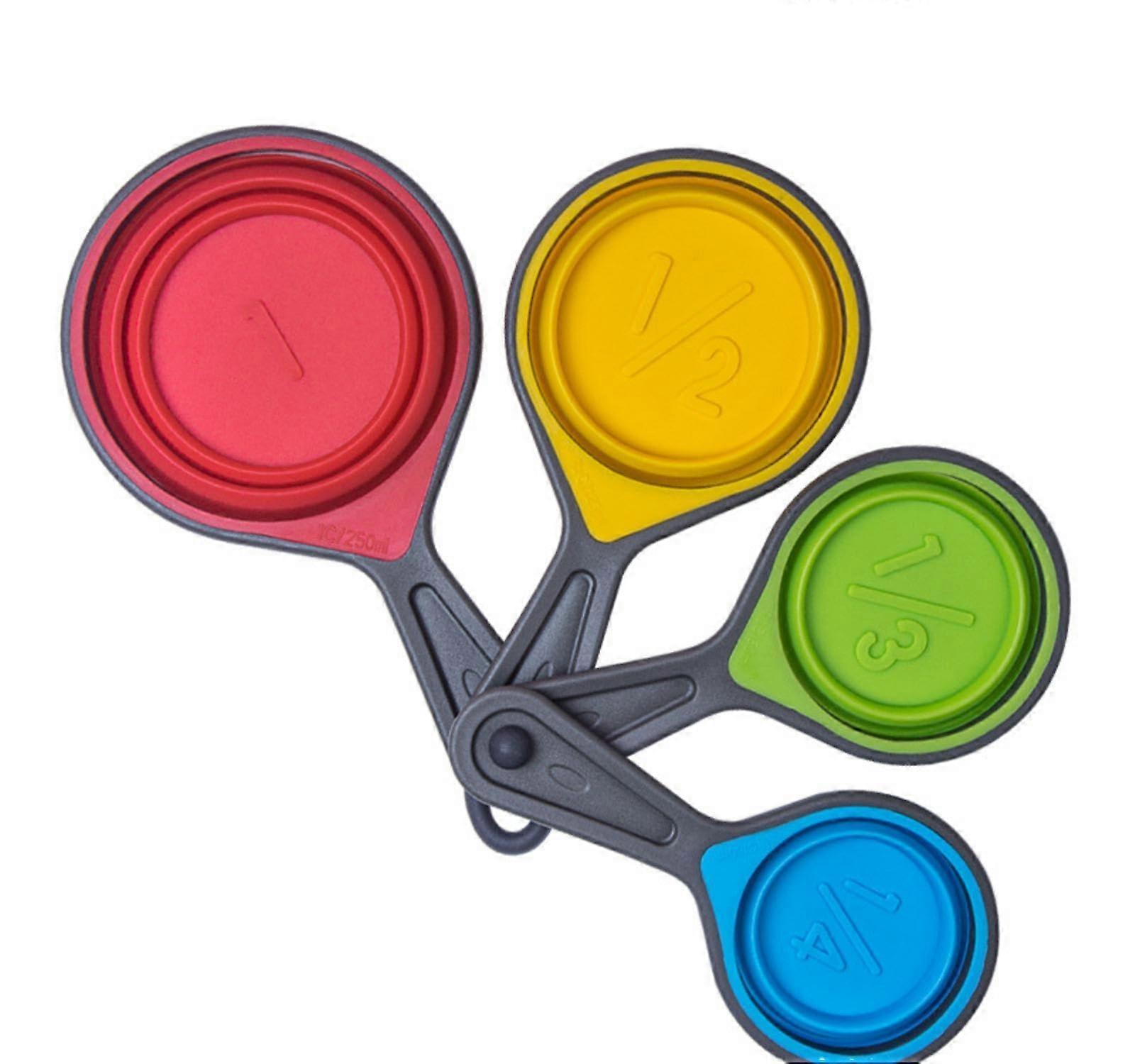 Silicone Measuring Cups and Spoons Set for Baking and Cooking, Foldable SpaceSaving Design