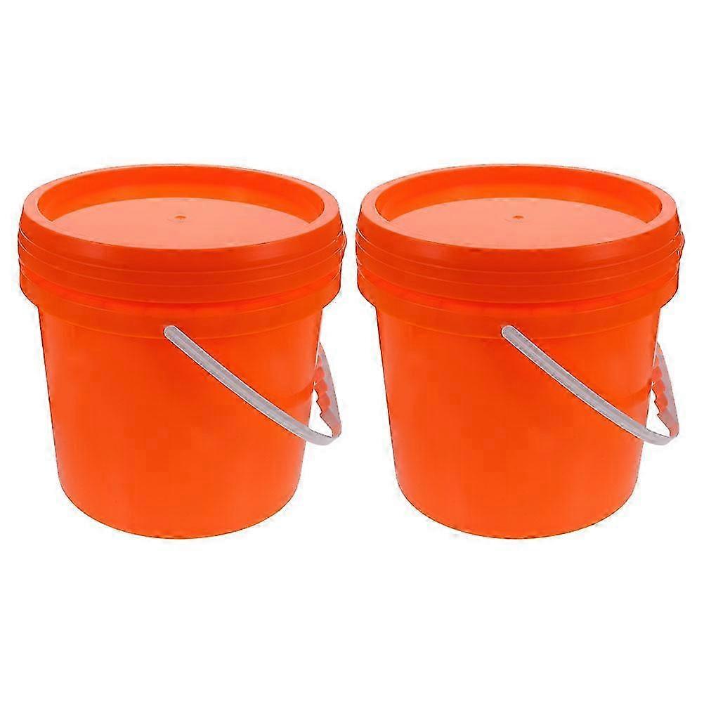Plastic Paint Bucket with Handle for Storage Use 2Pcs Orange Paint Container
