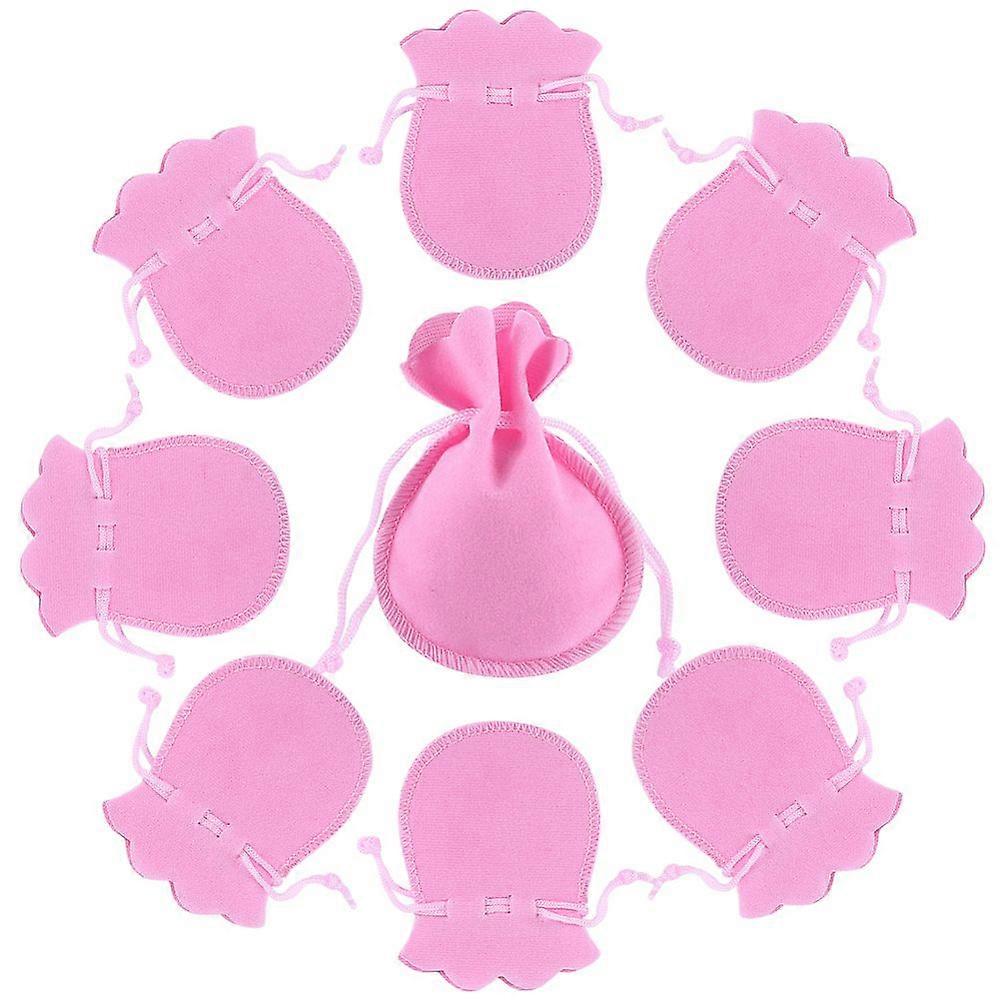 20pcs Gourd Velvet Drawstring Bags Pink 9.5x7.5cm