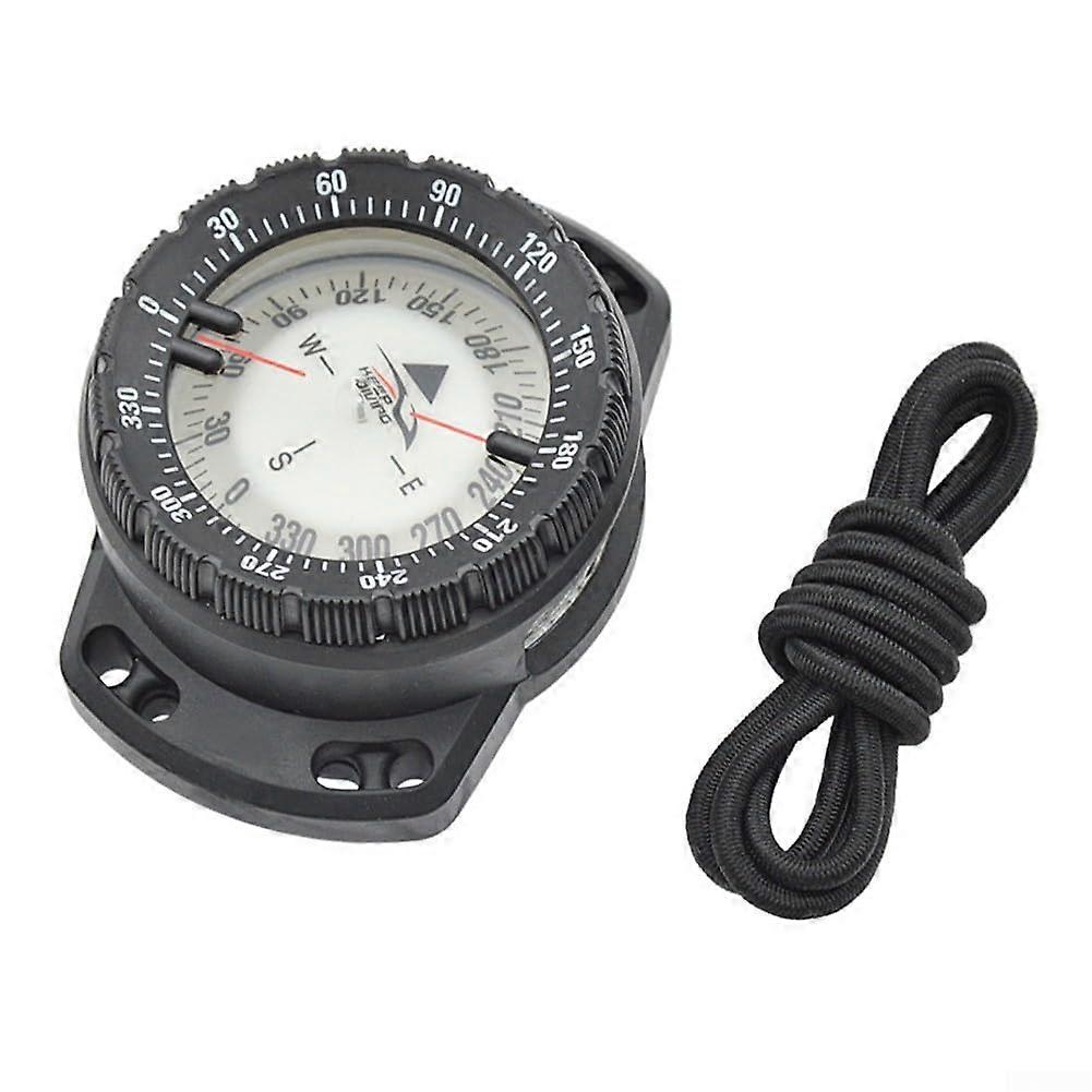 Wrist Mounted Dive Compass Waterproof 50m Depth with Easy Read Dial and Adjustable Rubber Strap Black