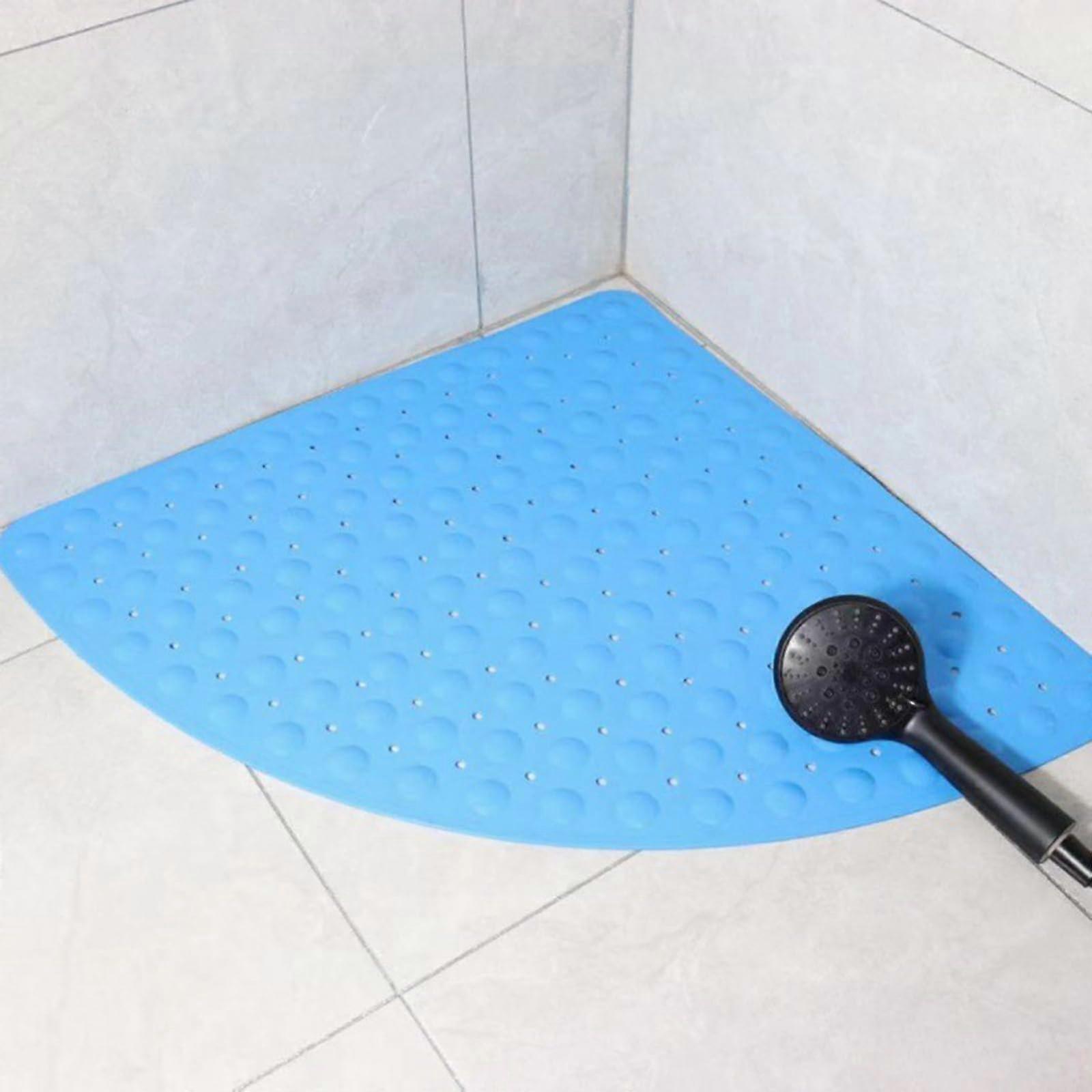 Non Slip Corner Shower Mat Fan Shaped Quick Dry Quadrant Design for Bathroom and Tub