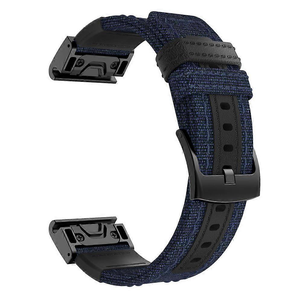 22mm Nylon Quick Release Replacement Strap for Garmin Fenix 7 6X 5X Blue