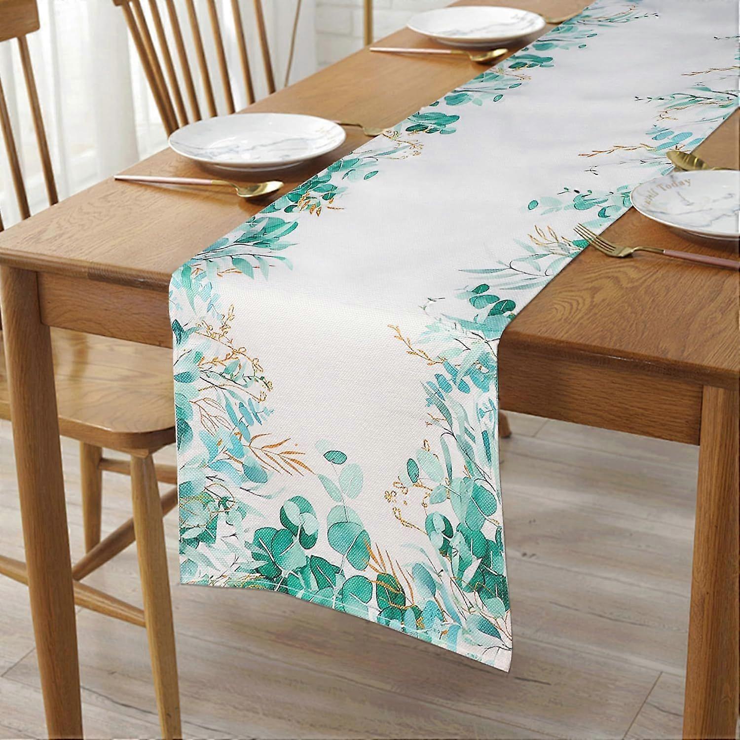 Eucalyptus Leaves Spring Table Runner - Seasonal Summer Holiday Kitchen Table