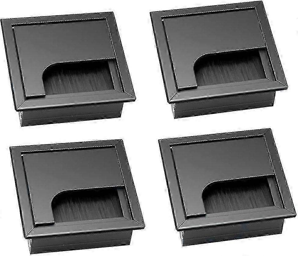 Desk Cable Management Kit for Offices with 4 Black Square Grommets
