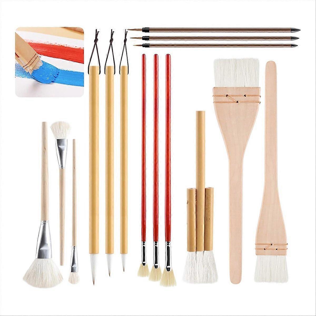 15pcs Pottery Glaze Brushes Paint Brushes Set