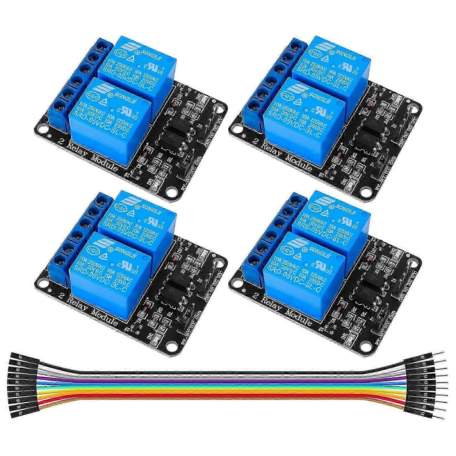 Relay Module 2 Channel 5V with Optocoupler Isolation for Arduino Raspberry Pi Load Capacity 4pcs