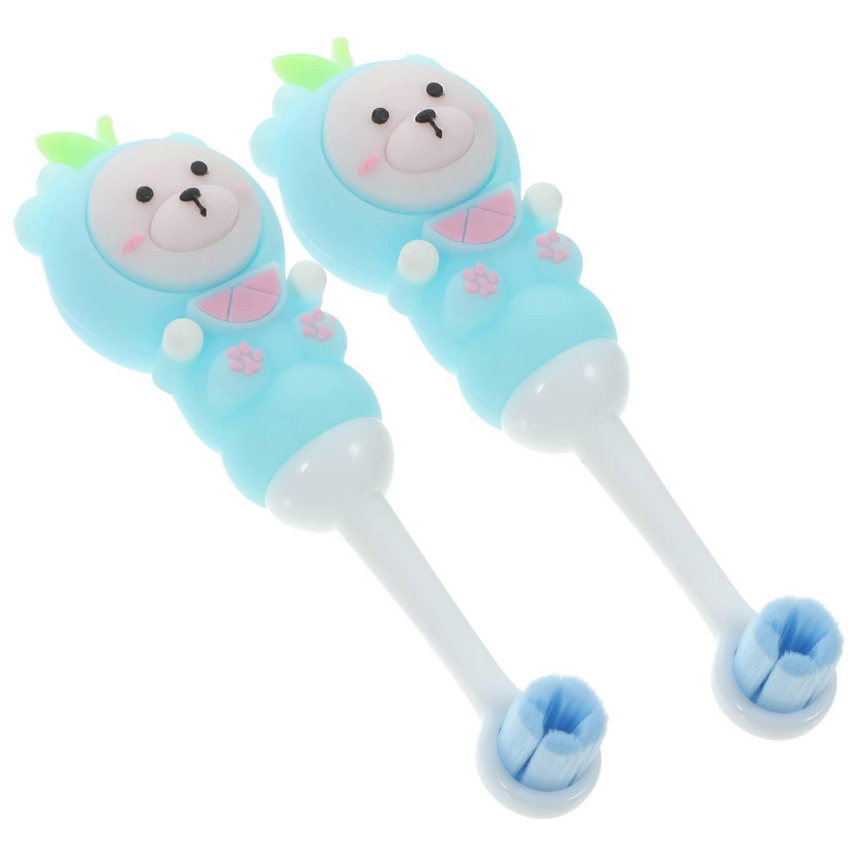 2Pcs Extra Soft Toothbrush with Flexible Head and Ergonomic Grip, Cute Bear Kids Set