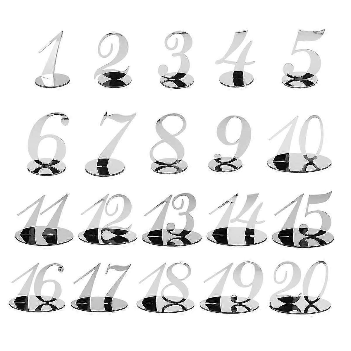 Acrylic Table Numbers for Wedding Table Numbers Stands (Silver)