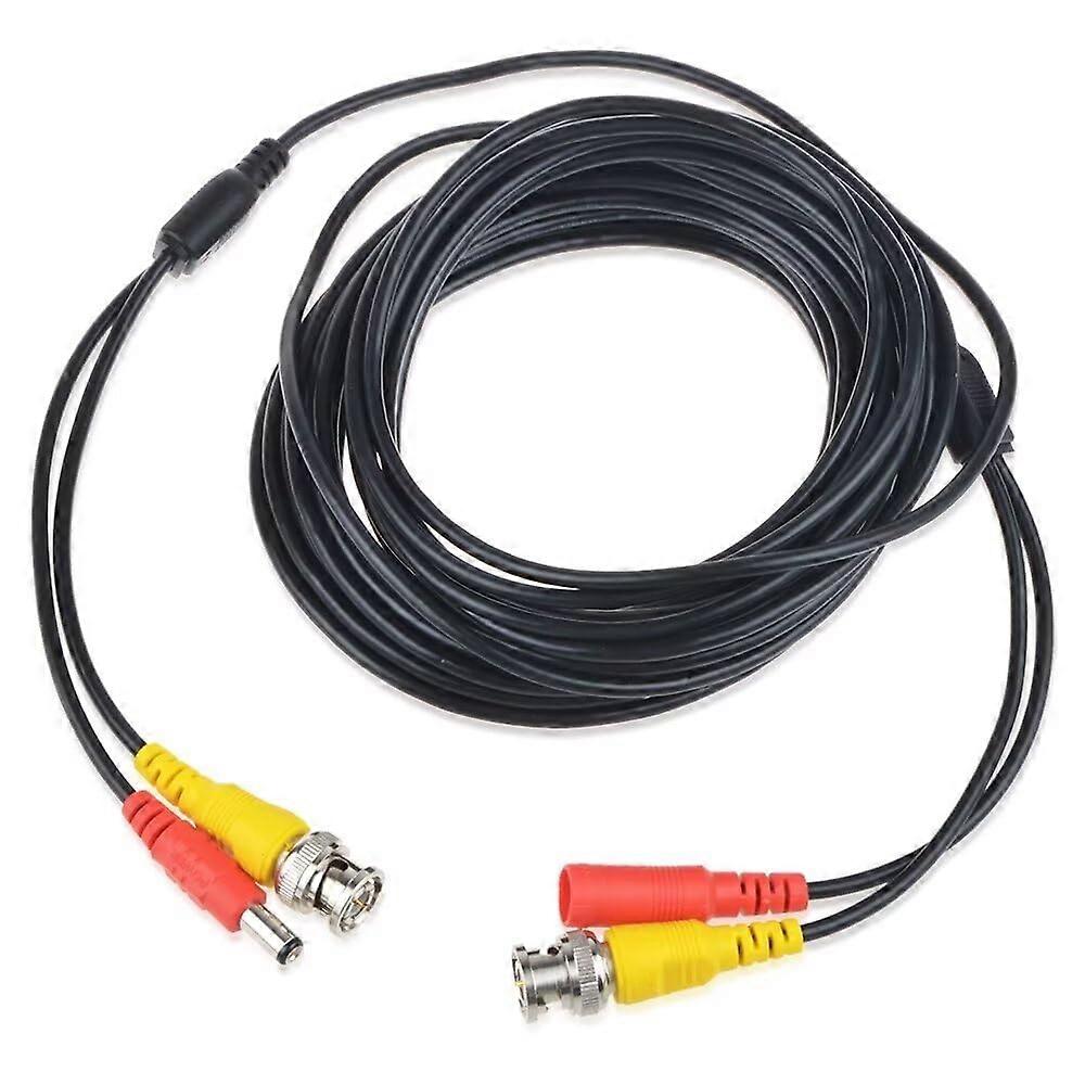 25ft Black CCTV BNC Video Power Cable for Security Camera DVR, PlugandPlay, Stable Transmission