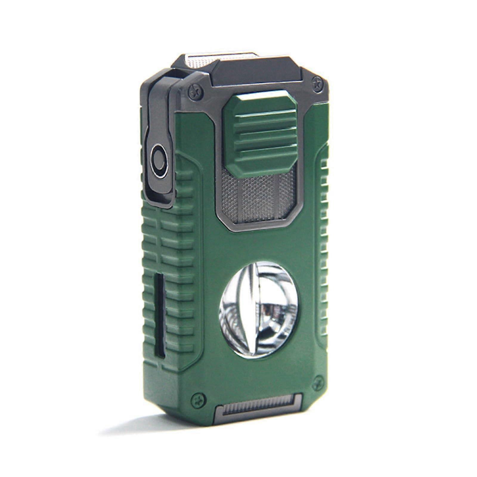 Triple Jet Flame Windproof Cigar Lighter with Adjustable Flame and Visible Fuel Window for Outdoor Camping
