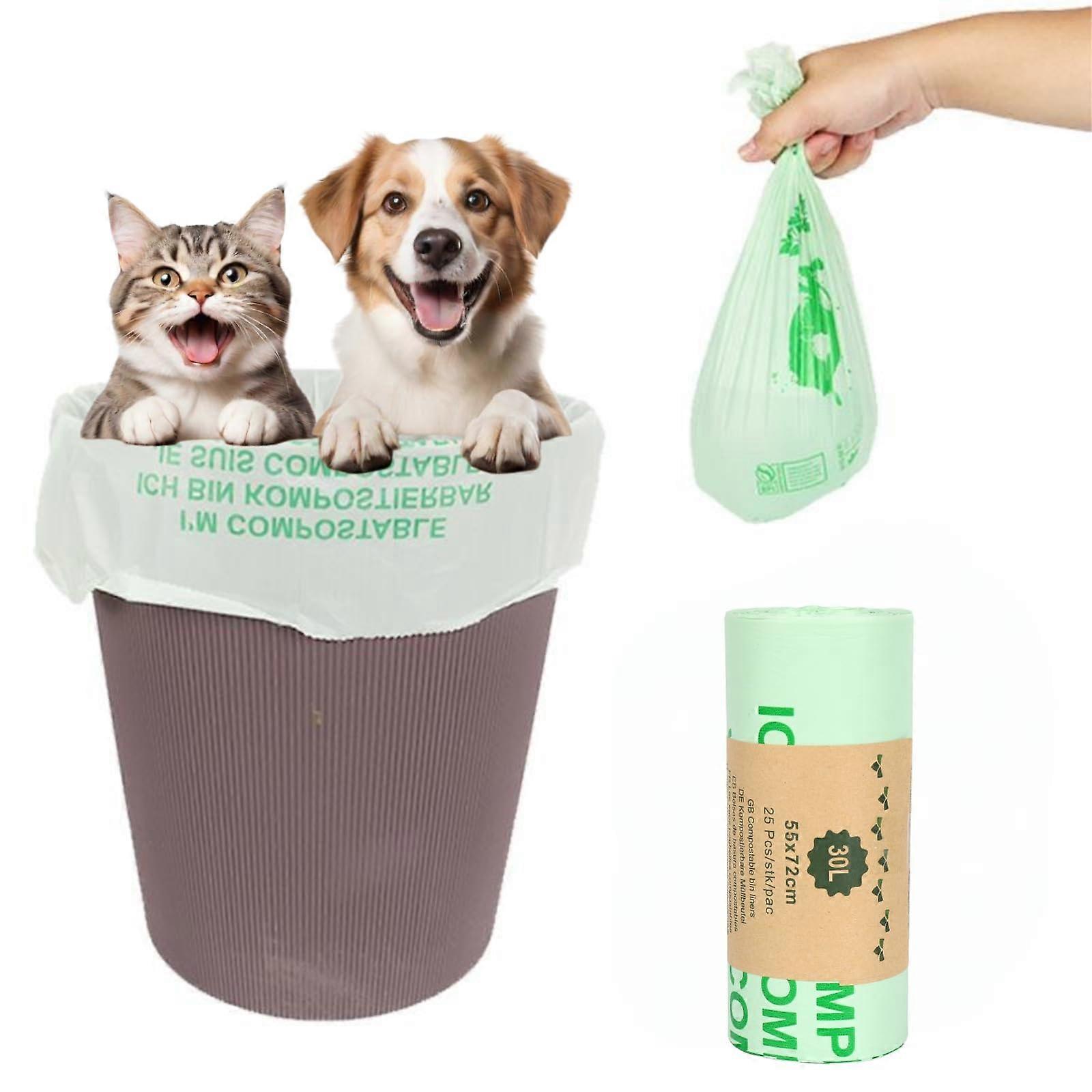 30 Liter Compostable Trash Bags, PLA Biodegradable TearResistant Kitchen Bin Liners 50 Pack