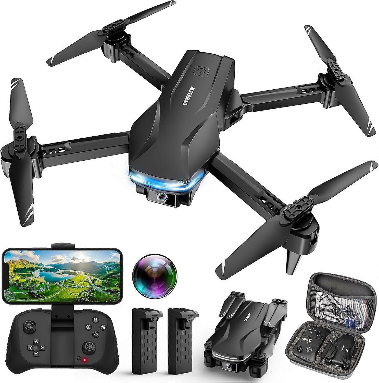 1080P HD FPV Camera Drone with Optical Flow, Foldable Long Range Quadcopter for Beginners, Voice Control