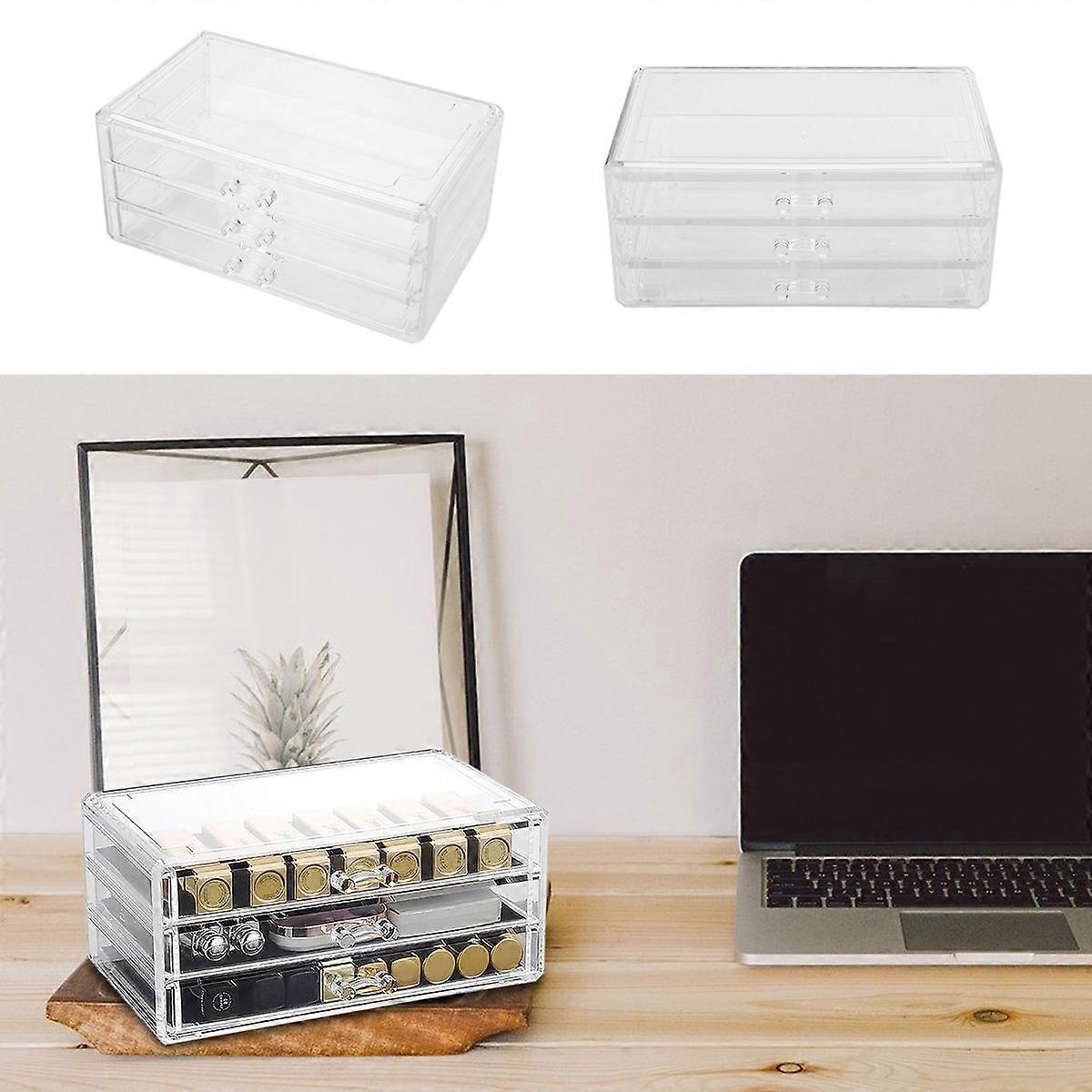 Acrylic Cosmetics Storage Case Drawer Type for Storage Use Three-Layer Organizer