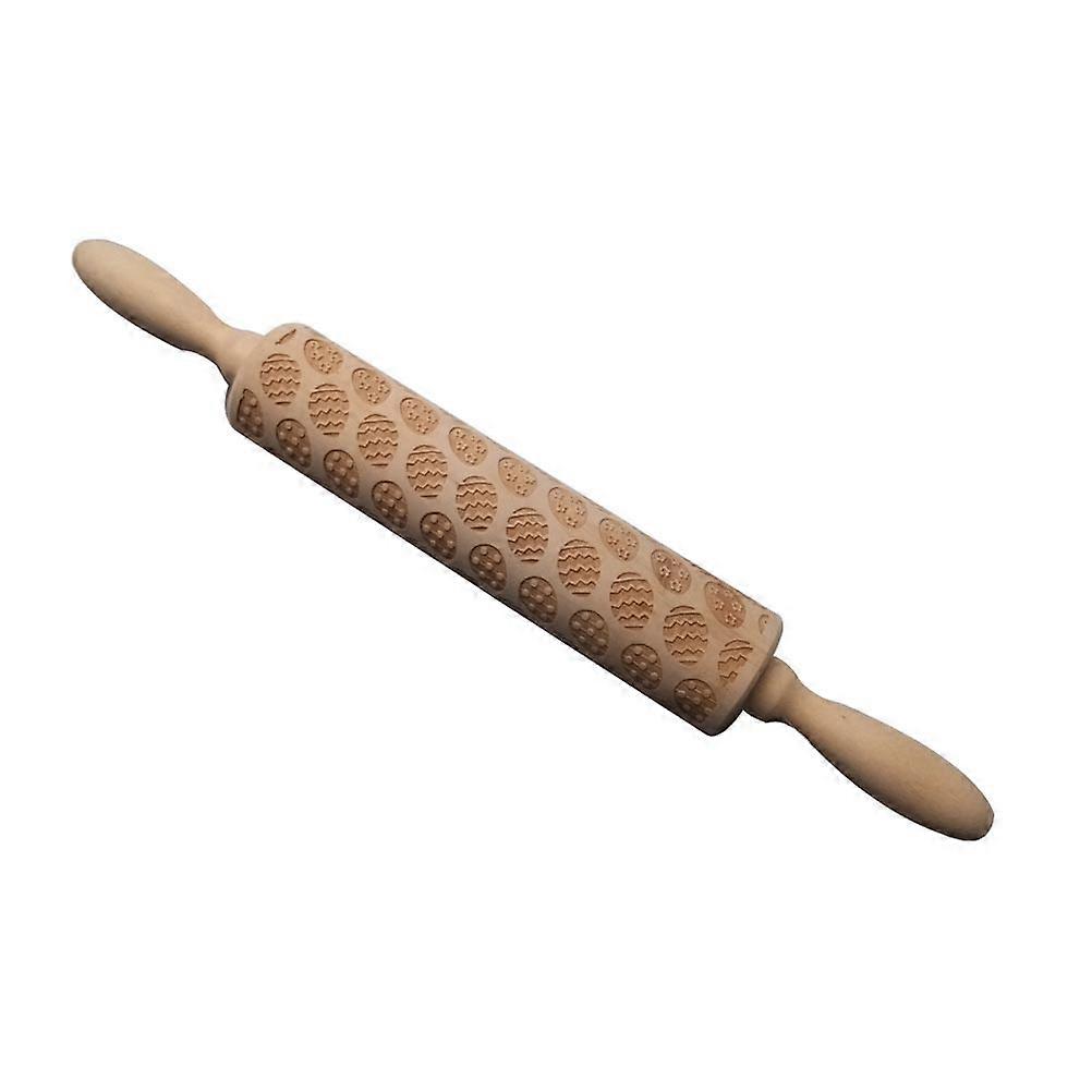 Baking Rolling Pins Wooden Tool for Home Use Easter Egg Pattern