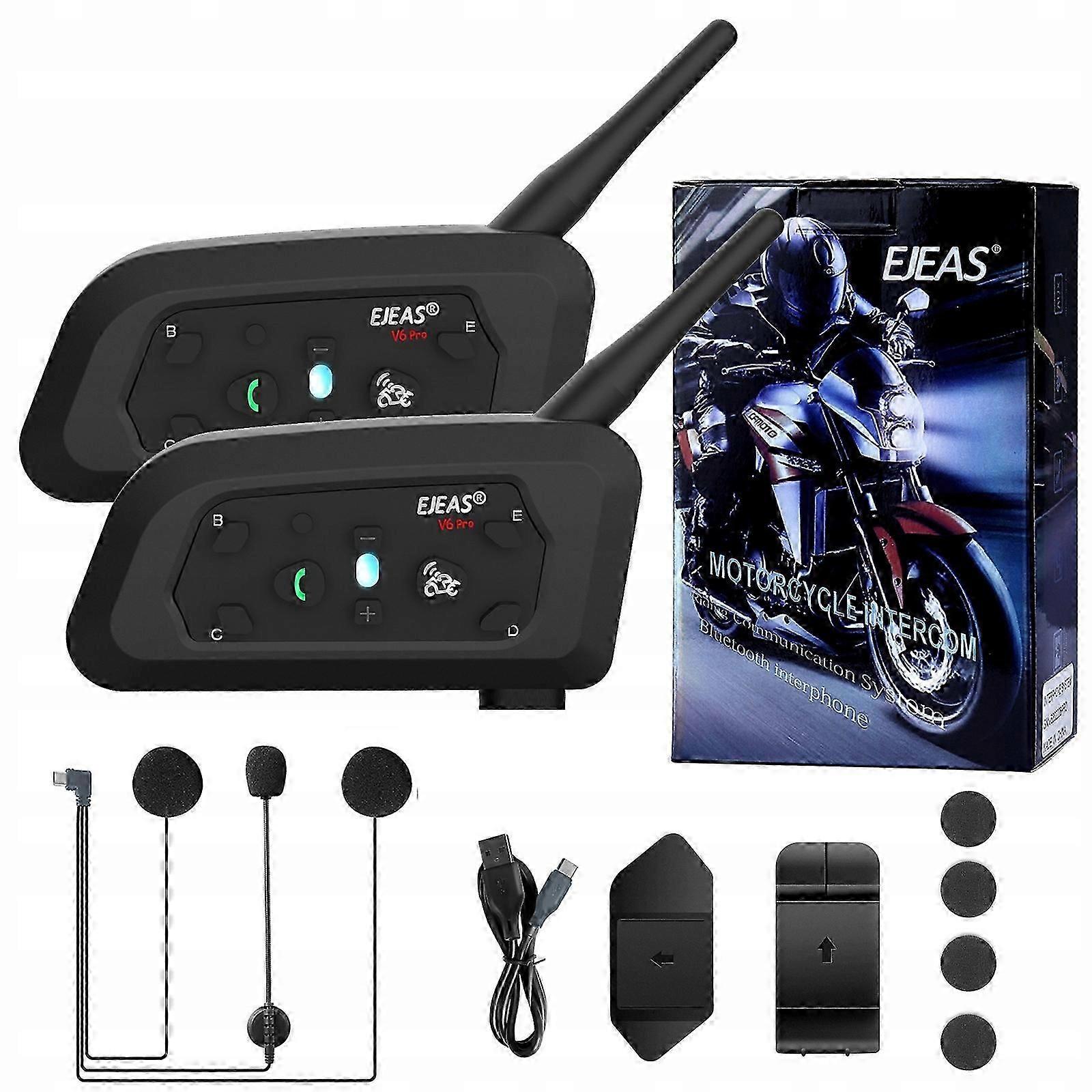 Motorcycle Bluetooth Intercom EJEAS V6 PRO+ 5.1 Full-Duplex 1200m Range 850mAh B