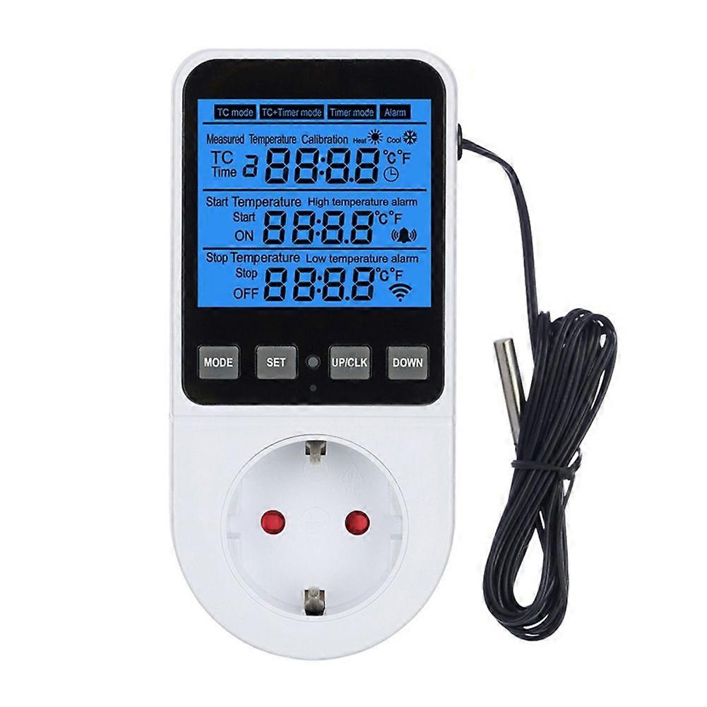 Fully Functional Temperature Controller Socket Timer Switch Digital Thermostat Heating Cooling Regulator Thermometers EU