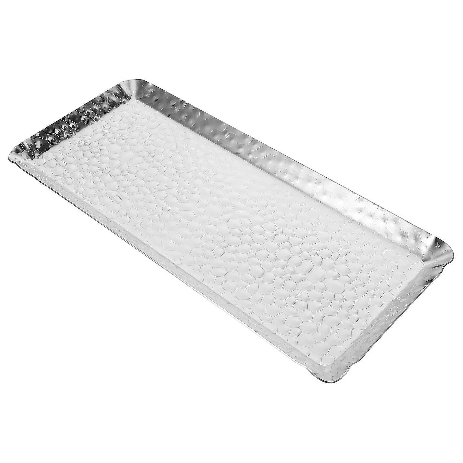 Large Stainless Steel Serving Tray for Storing Rectangle Baking Sheet Silver