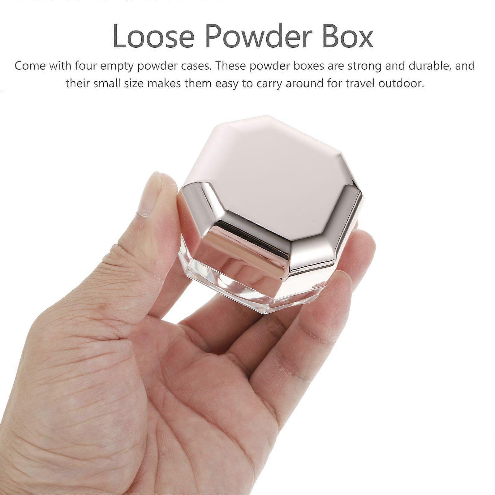 4pcs Octagonal Makeup Loose Powder Boxes Portable Empty Containers (Rose Gold)