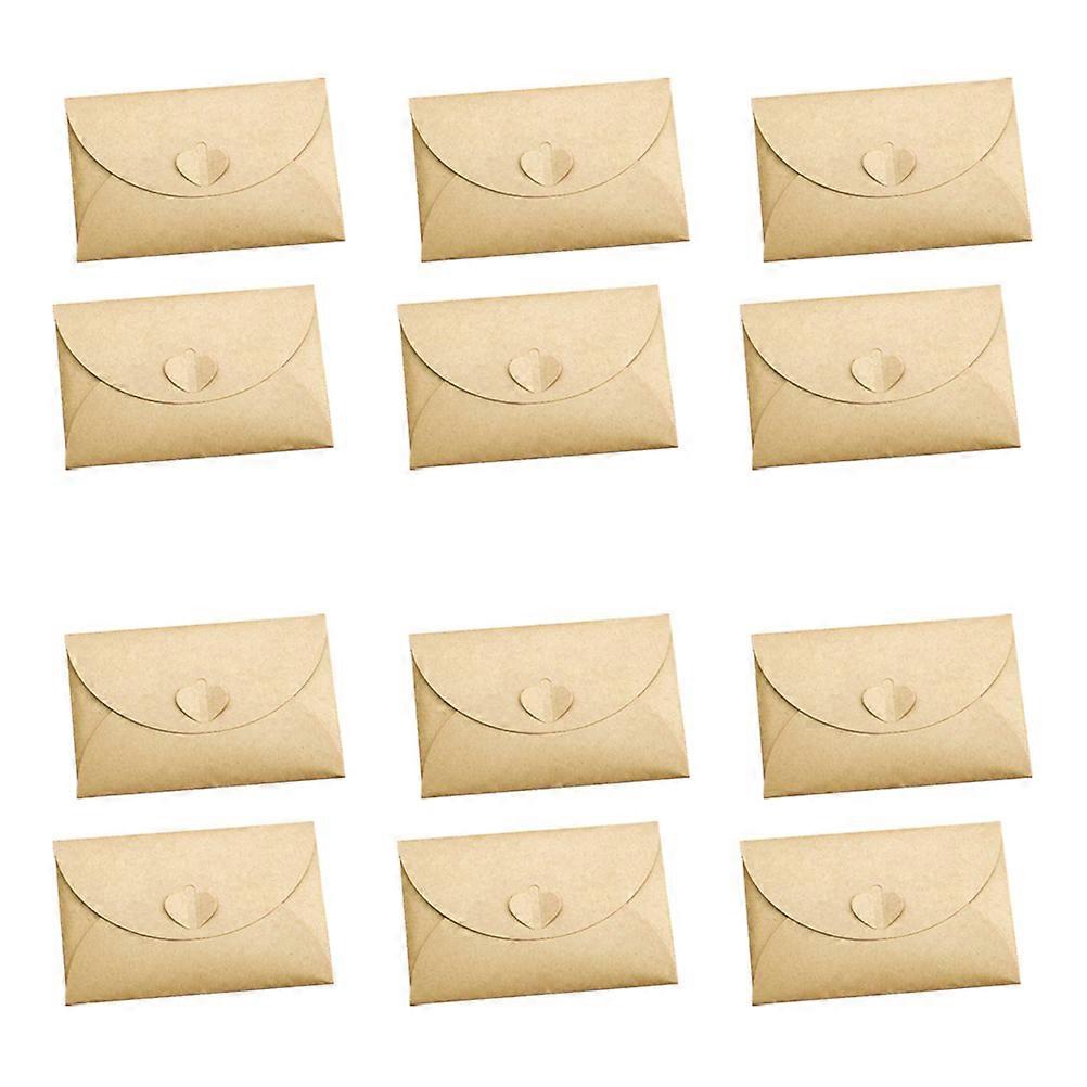 Postcard Envelopes Kraft Heart Button Envelope for Storage 12Pcs